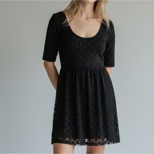 Volcom Black Polka Dot Mesh Lined Scoop Dress